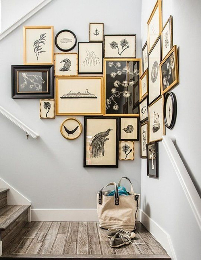 Photo wall ideas for corners black and gold