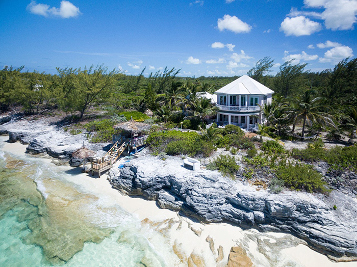 Bahamas island summer villa rocky coast