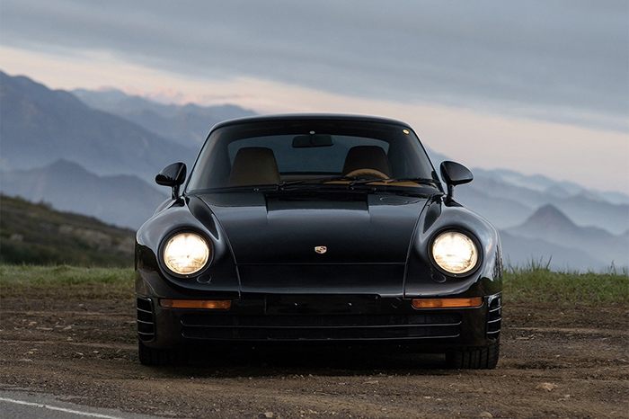 Rare black Porsche 959 Komfort for Sale outdoor black car lights on