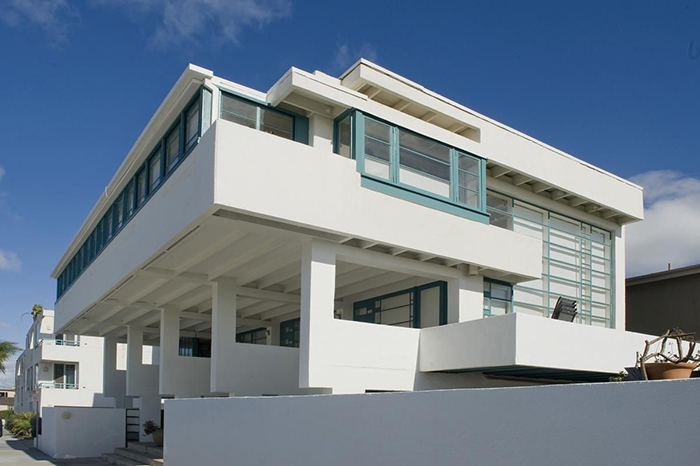 mid century modern home Lovell Beach House modern white building