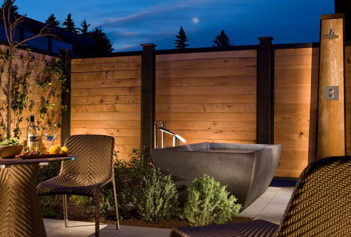 Vacation in Napa Bardessono hotel outdoor areas at night spa