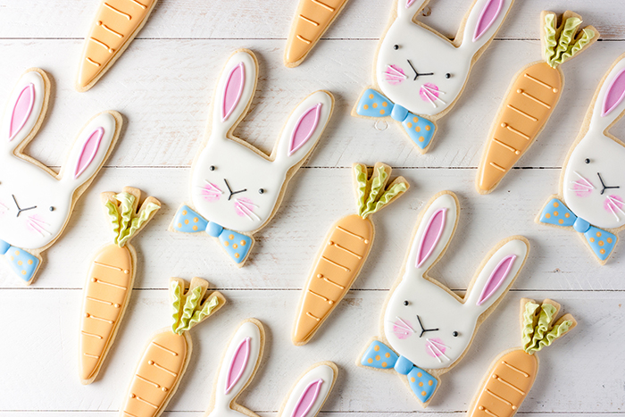 Easter Bunny and carrot cookies glazed holiday biscuits