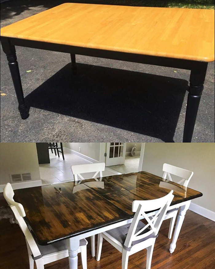 how to refinish a table two tables one outdoors the other indoors wooden table white chairs