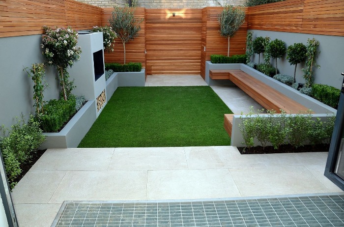 modern small garden wood and white stylish simple design