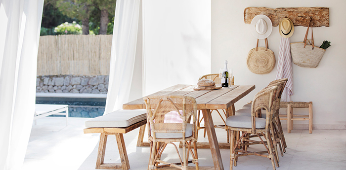 Summer house ideas with recycled furniture wooden table and chairs open terrace wooden hanger