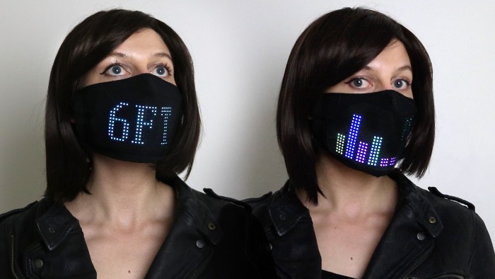 innovative face masks led matrix woman with a black face mask with display