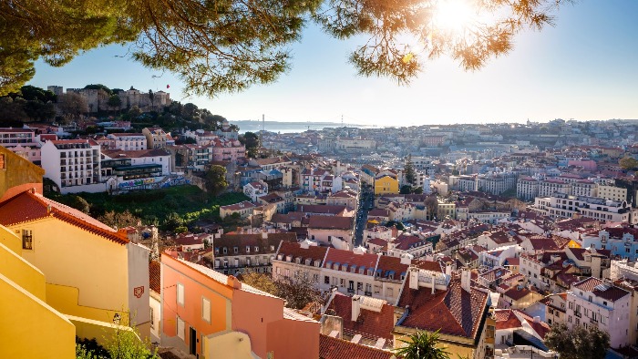 Lisbon Portugal view from above rooftops