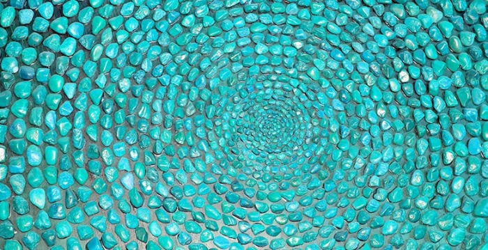 turquoise stones arranged in a circle