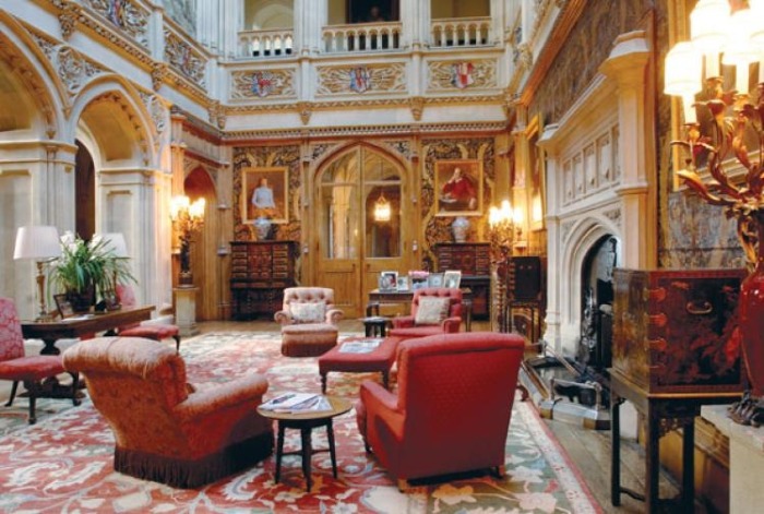 castle interior Highclere stately home red interior