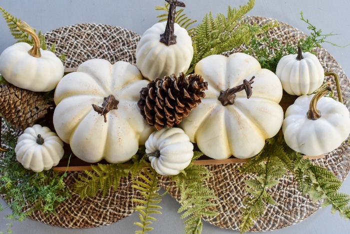 modern white gourds fall centerpiece