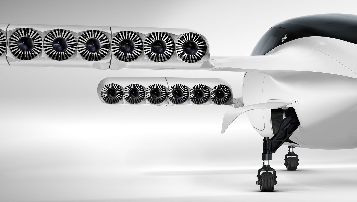 lilium jet project flying car close up on a white background