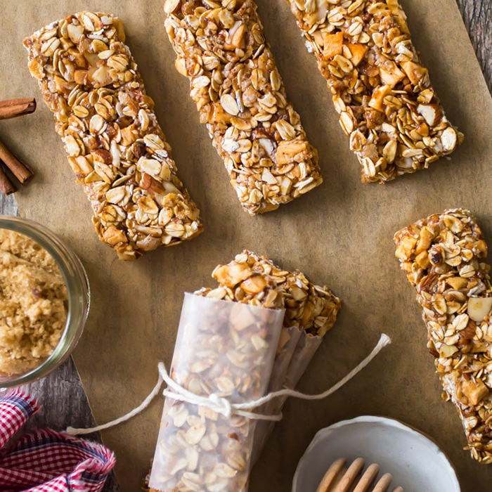 fall food idea granola bars on a baking paper