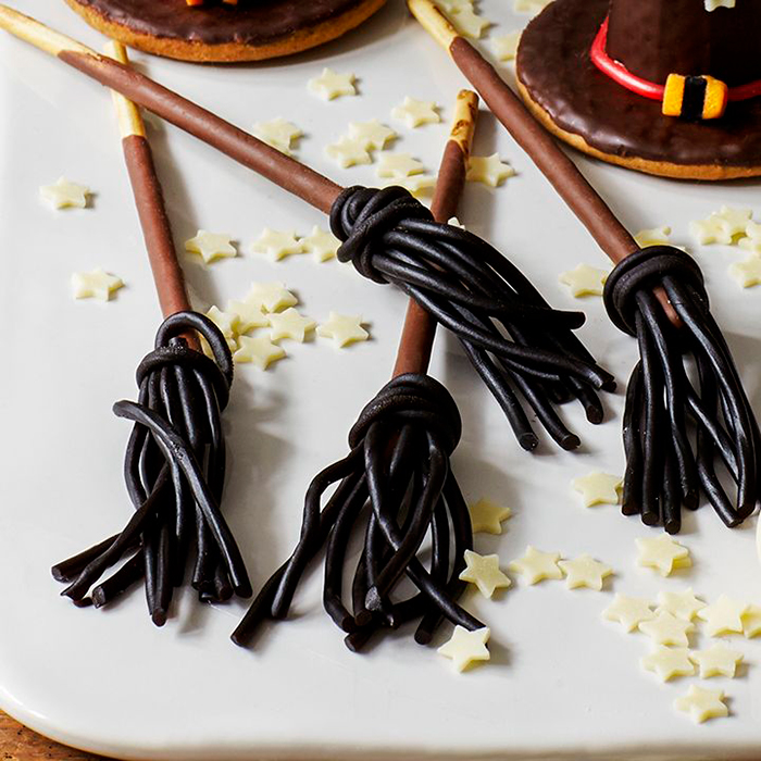 Witch brooms for halloween chocolate sticks