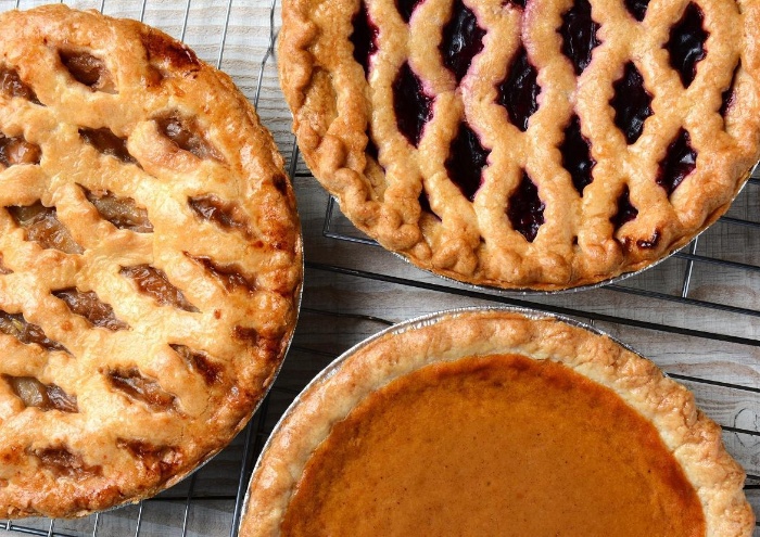 traditional thanksgiving pies with different jams and stuffing