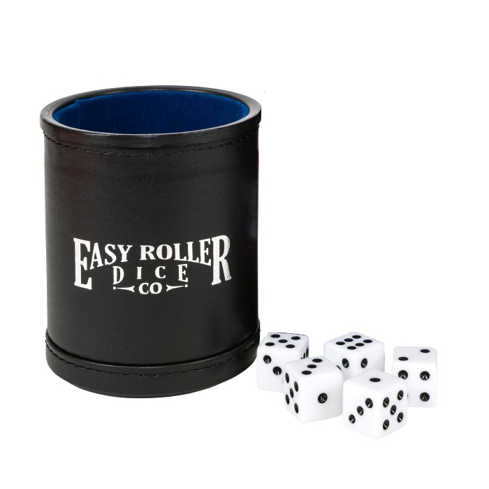 dice and a cup on a white background