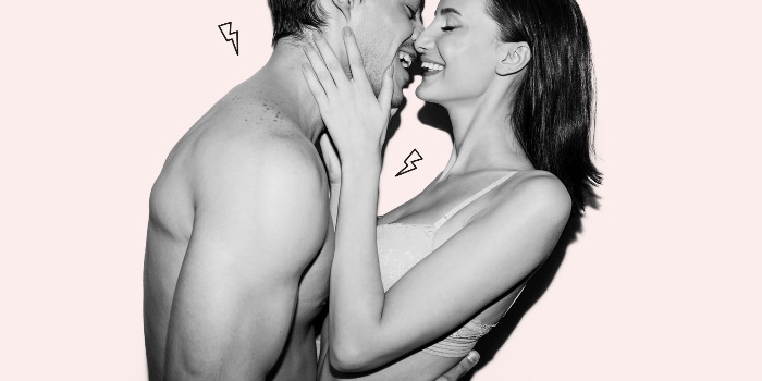 relationship couple archetypes man and woman in underwear kissing