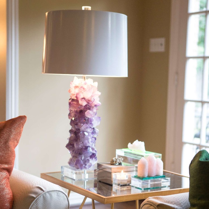 elegant crystal lamp with modern touch on a living room side table