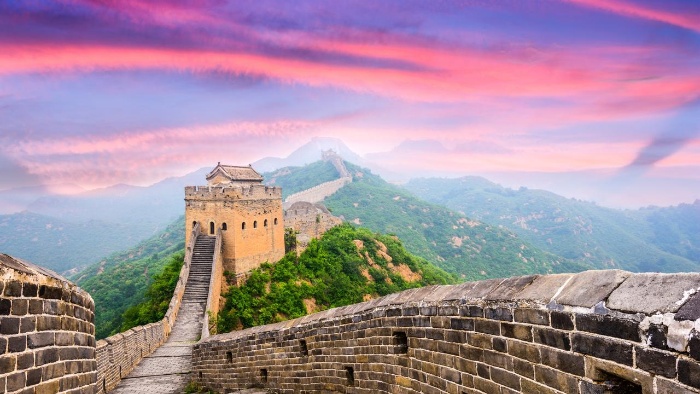 great wall of China virtual travel sunset on the wall of china