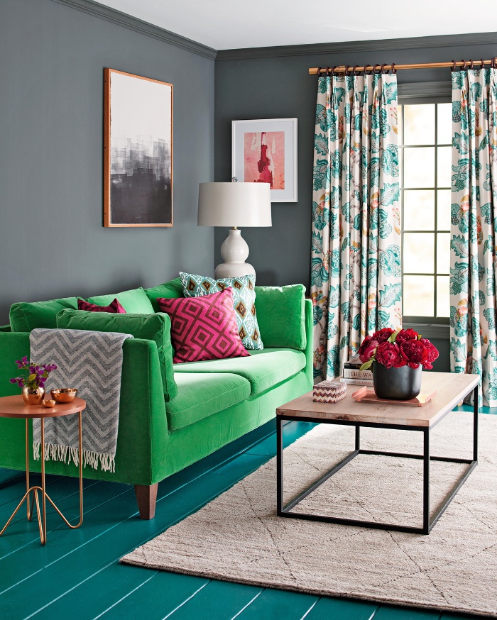 spring color scheme in a living room home decor in bright colors