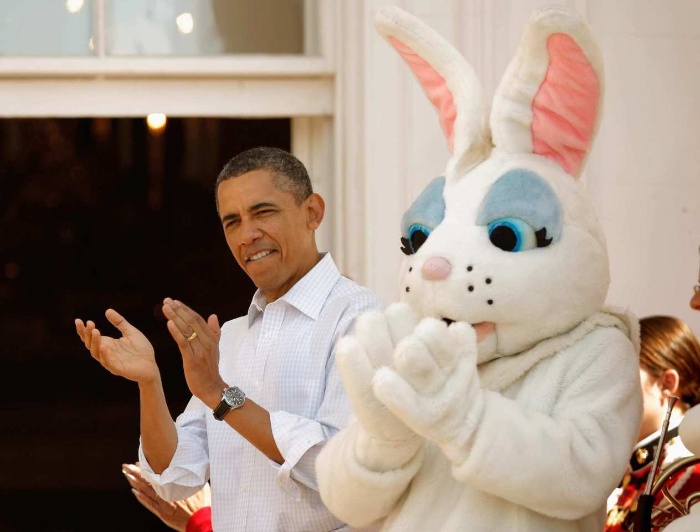 easter at the white house president obama with a bunny mascot