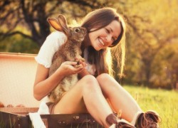 girl and rabbit