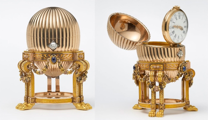 imperial egg golden faberge egg with a clock inside