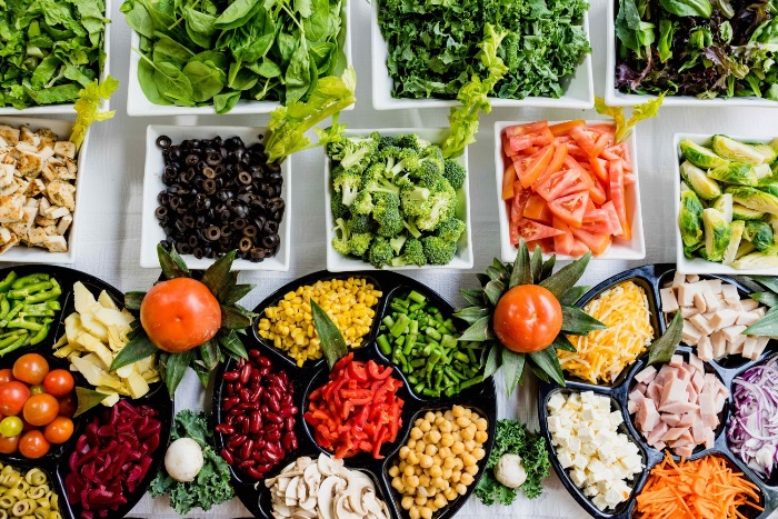 vegetable meals on a table in different bowls variety of colorful veggies