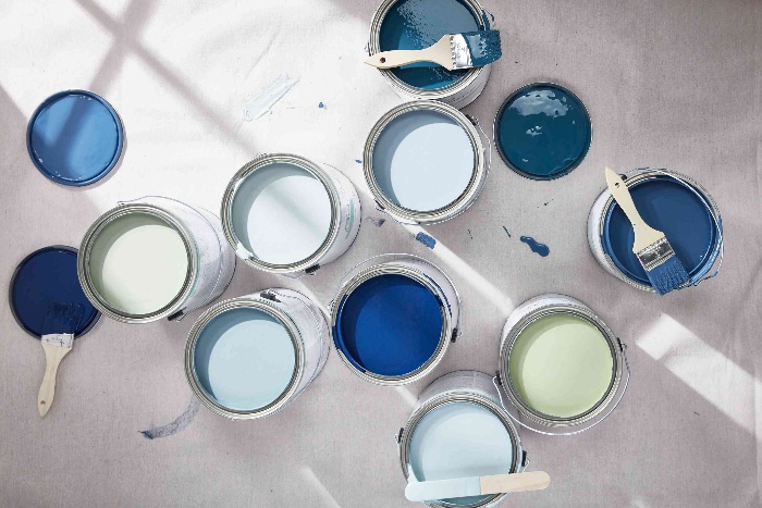 cool colors wall paint in different shades of blue