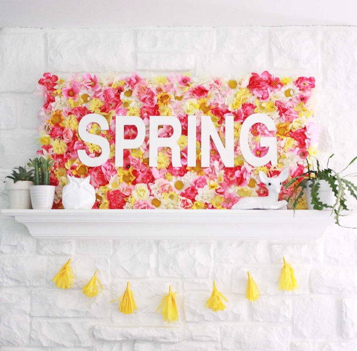 diy home decor spring with bright colors yellow and pink