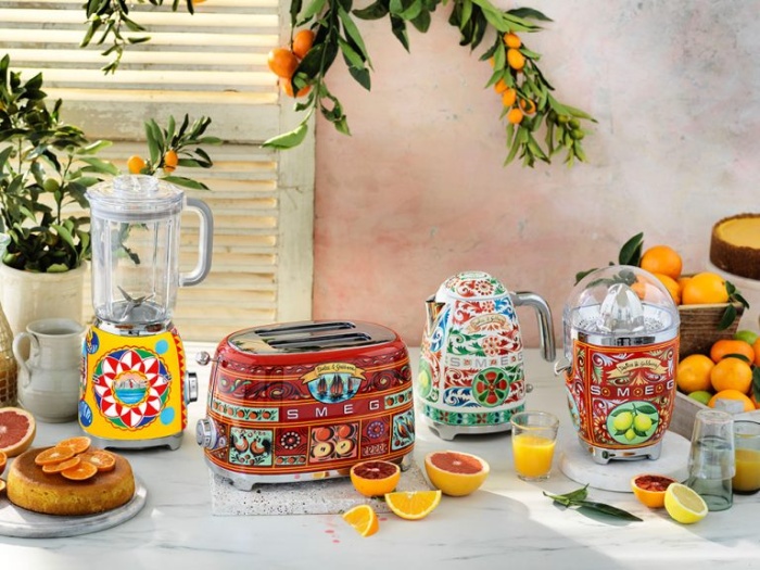 smeg dolce and gabbana kitchne equipment couture with citruses