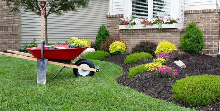 landscaping a small garden piece with flowers and plants