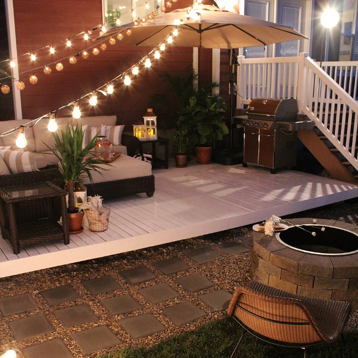 romantic porch design cute outdoor space with light bulbs and a parasol