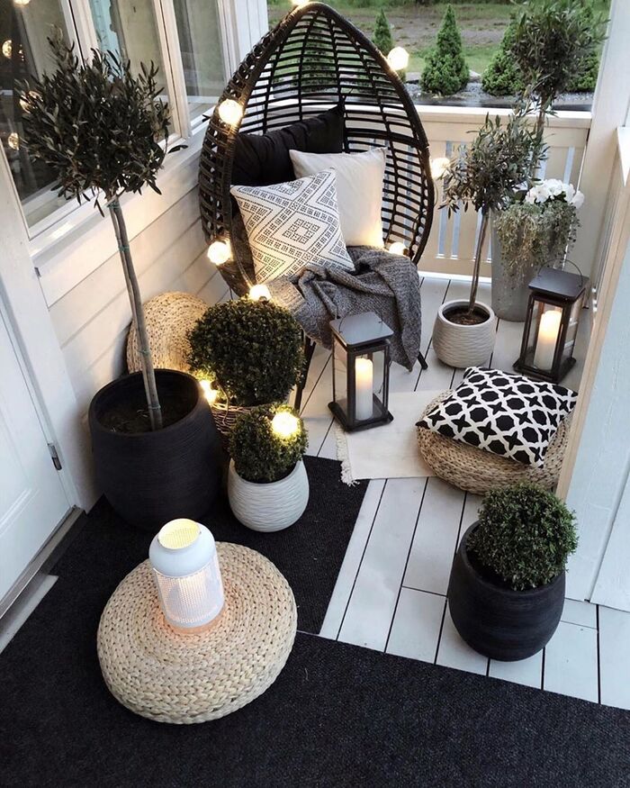 balcony lights lanterns and outdoor lights white balcony with black furniture and decorative plants