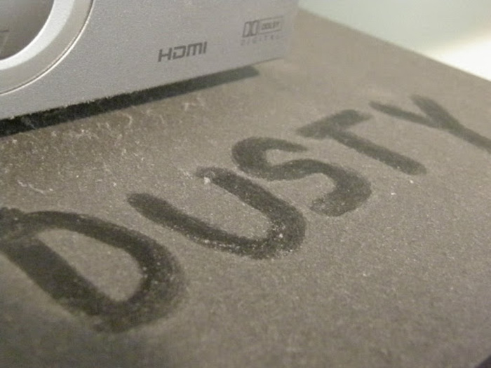 dusty surface with written the word dusty on it