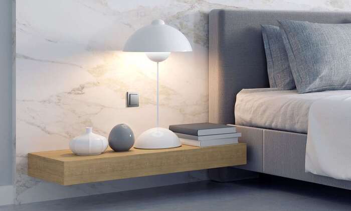 japandi bedroom design sleek natural color white and gray modern design