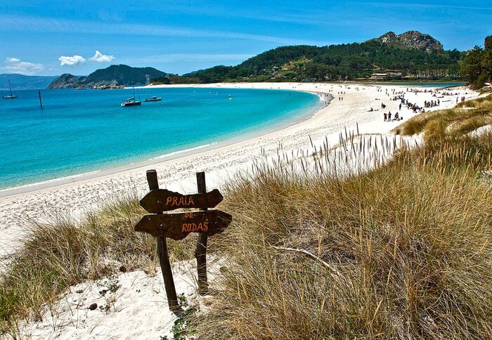 White sandy beach in Spain gorgeous virgin beach with blue water