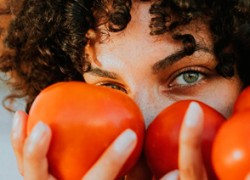 woman with veggies