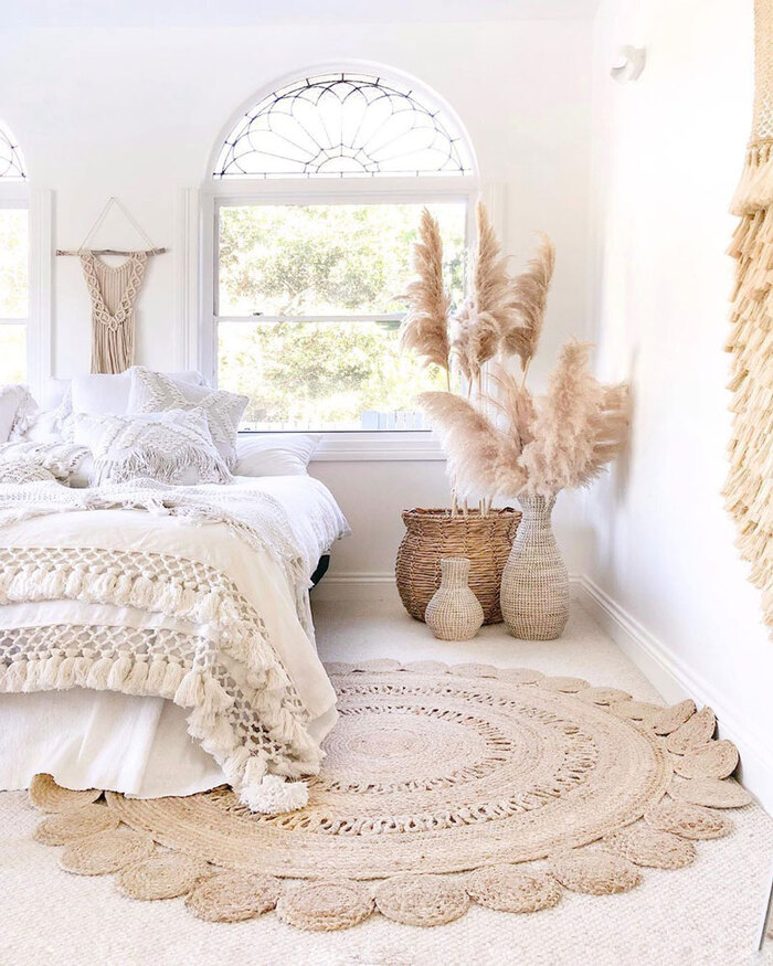 bedroom trends white bedroom with natural materials on the floor 