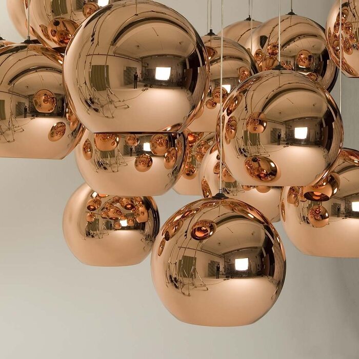 interior design trends metal brass lighting fixtures bubbles with shiny glossy surface