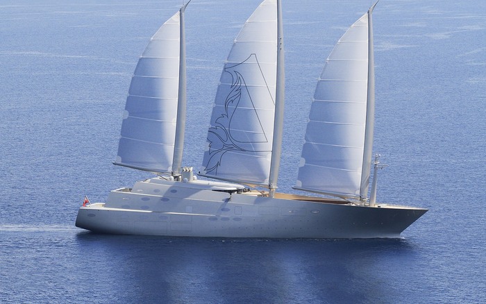 sailing yacht A in the open sea with ultra modern design 