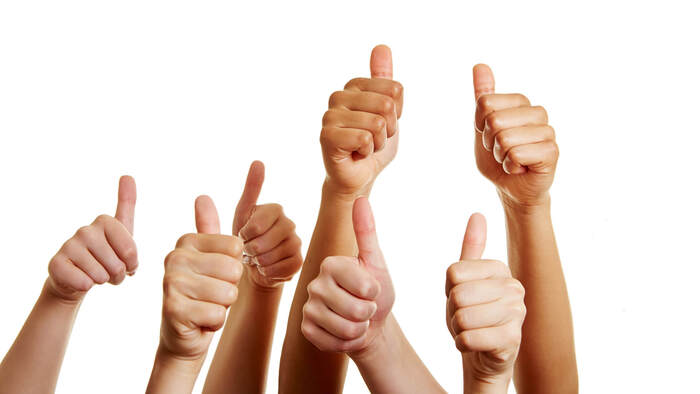 social proof multiple hands with thumbs up liking something giving approval