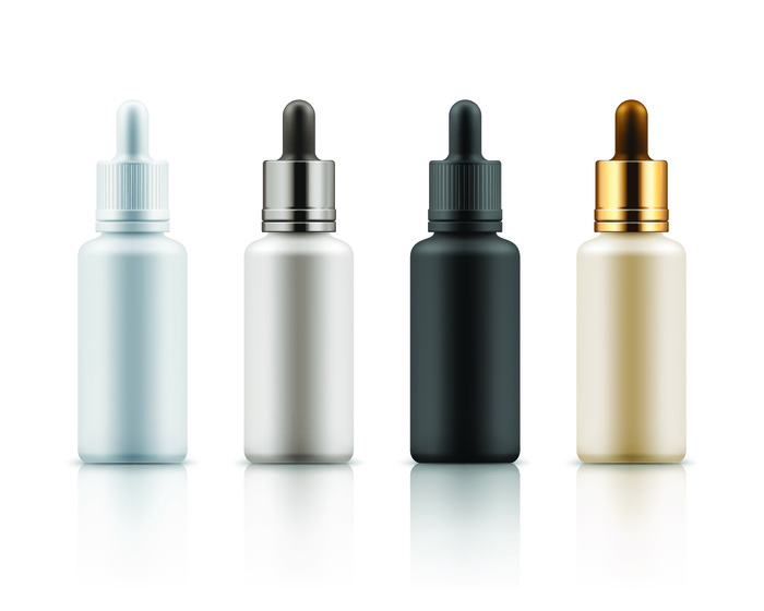 four luxury matte bottles with high quality serum white bronze black and gold