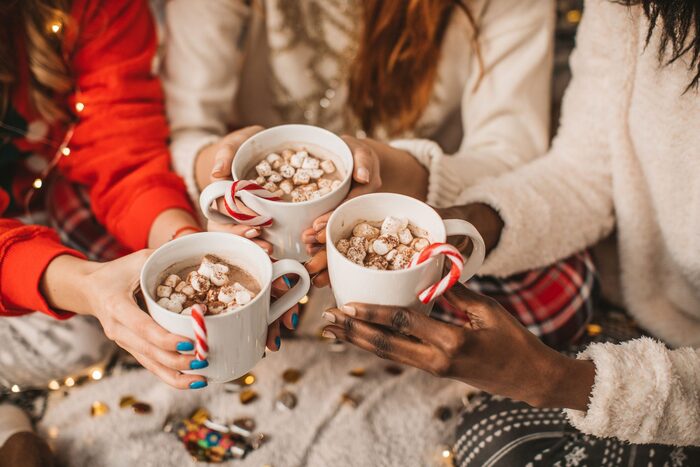 woman drinking hot cocoa