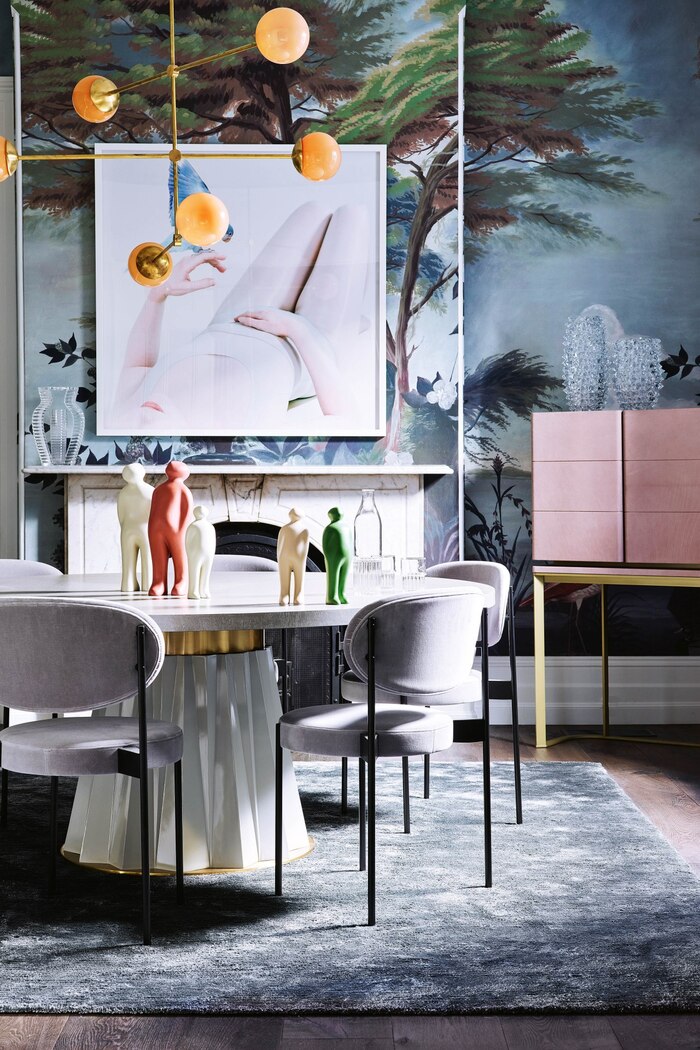 modernistic spring interior trends a modern dining space in bright colors and modern art