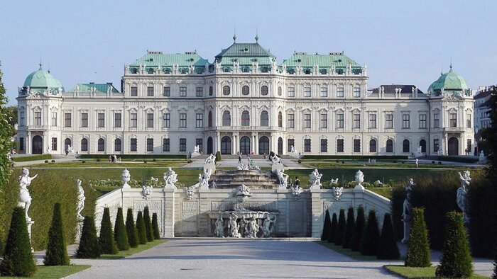 museums of love belvedere museum frontal picture with gorgeous gardens in front