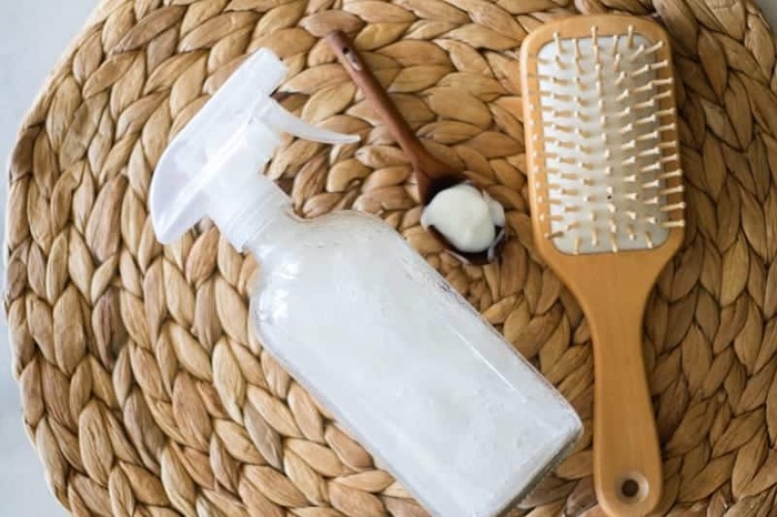 DIY hair protection kit accessories spray hair mask and a wooden hair brush