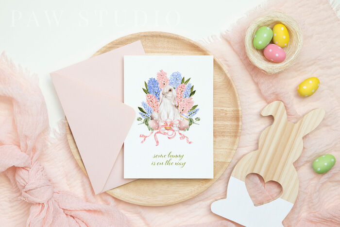 paper crafts easter card with flowers on it on a pink backdrop with easter decorations