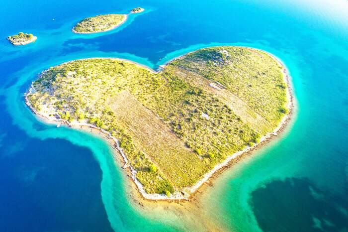 croatia galesnjak island with heart shape reachable by yacht in the middle of the sea